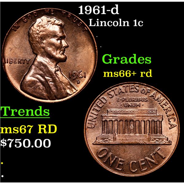 1961-d Lincoln Cent 1c Grades GEM++ RD