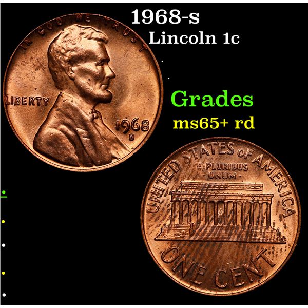 1968-s Lincoln Cent 1c Grades Gem+ Unc RD