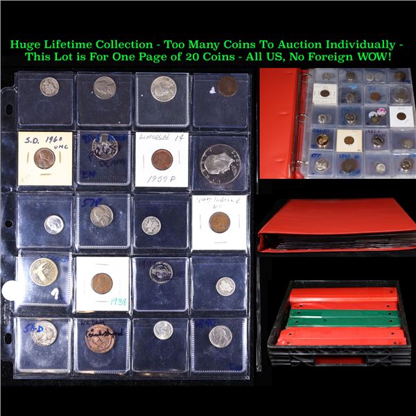 Huge Liifetime Collection - Too Many Coins To Auction Individually - This Lot is For One Page of 20 