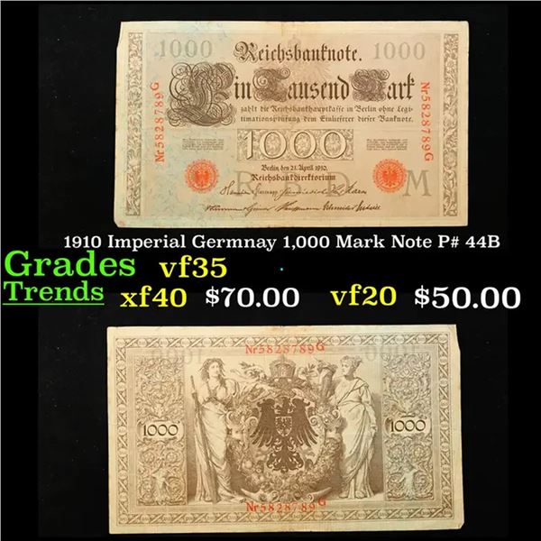 1910 Imperial Germnay 1,000 Mark Note P# 44B Grades vf++