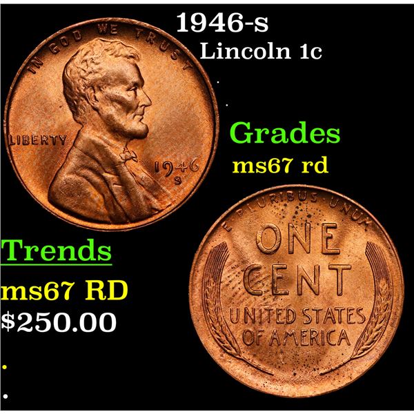 1946-s Lincoln Cent 1c Grades GEM++ Unc RD