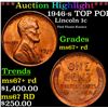 Image 1 : 1946-s Lincoln Cent TOP POP! 1c Graded GEM++ RD By USCG