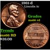 Image 1 : 1961-d Lincoln Cent 1c Grades GEM+ Unc RD