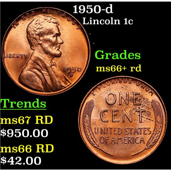 1950-d Lincoln Cent 1c Grades GEM++ RD