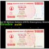 Image 1 : 2006-2008 Zimbabwe 10 Million Dollars (ZWN) Emergency Bearer Check Notes P# 55a Grades Choice AU/BU 