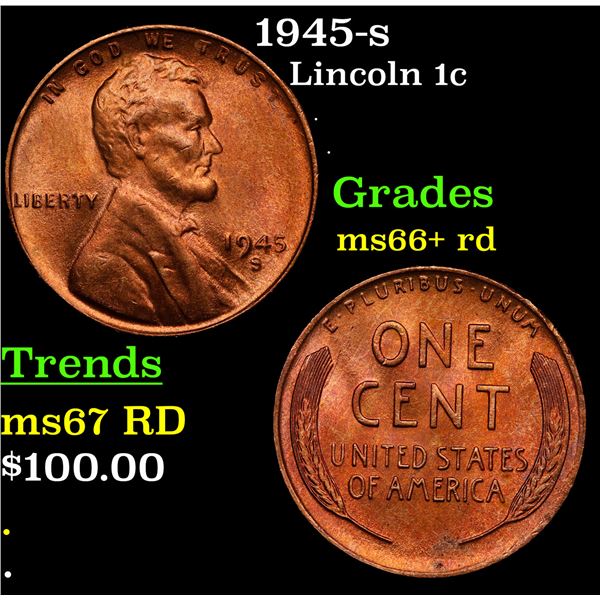 1945-s Lincoln Cent 1c Grades GEM++ RD