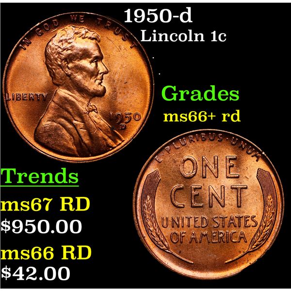 1950-d Lincoln Cent 1c Grades GEM++ RD