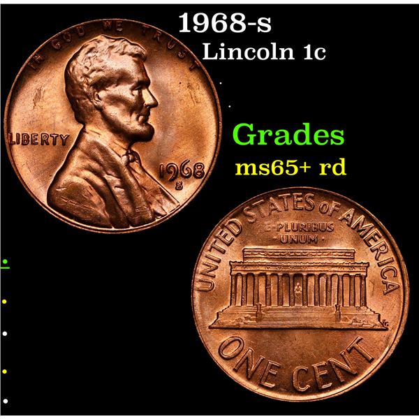 1968-s Lincoln Cent 1c Grades Gem+ Unc RD