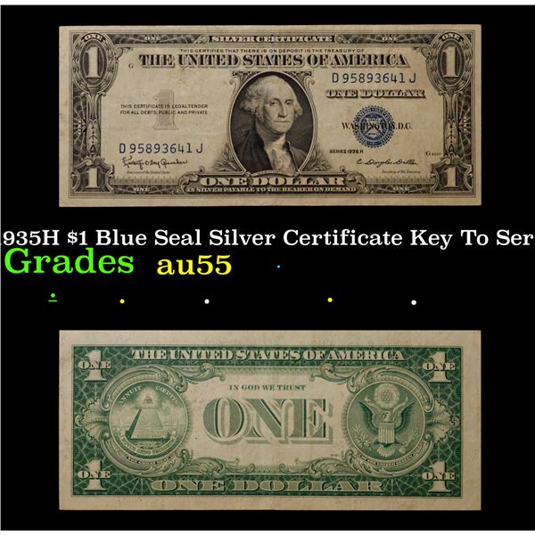 1935H Key To Series $1 Blue Seal Silver Certificate Grades Choice AU