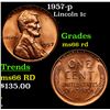 Image 1 : 1957-p Lincoln Cent 1c Grades GEM+ Unc RD