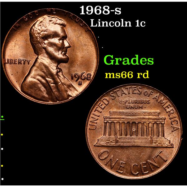 1968-s Lincoln Cent 1c Grades GEM+ Unc RD