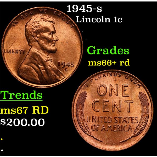 1945-s Lincoln Cent 1c Grades GEM++ RD