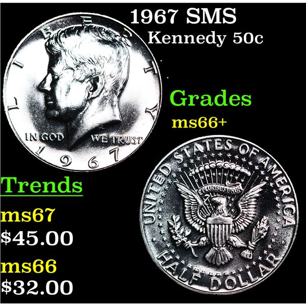 1967 SMS Kennedy Half Dollar 50c Grades GEM++ Unc