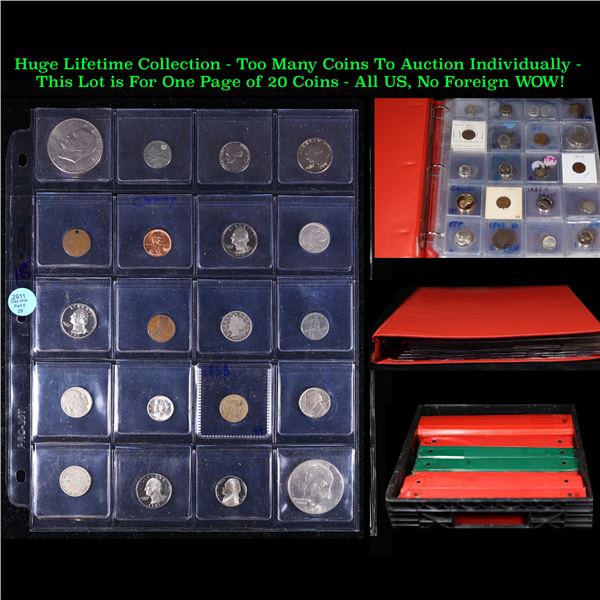 Huge Liifetime Collection - Too Many Coins To Auction Individually - This Lot is For One Page of 20 