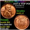 Image 1 : **Auction Highlight*** 1937-d Lincoln Cent TOP POP! 1c Graded GEM+++ Unc RD By USCG (fc)