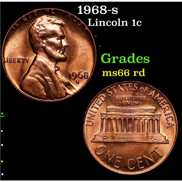 1968-s Lincoln Cent 1c Grades GEM+ Unc RD