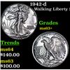 Image 1 : 1942-d Walking Liberty Half Dollar 50c Grades Select+ Unc