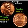 Image 1 : 1958-p Lincoln Cent 1c Grades GEM+ Unc RD