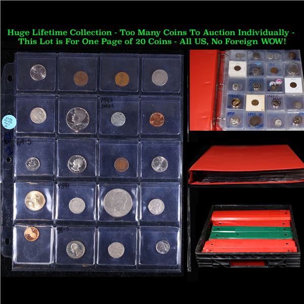 Huge Liifetime Collection - Too Many Coins To Auction Individually - This Lot is For One Page of 20 