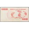 Image 2 : 2008 Zimababwe 10 Million Dollar Note P# 55A Grades Select AU