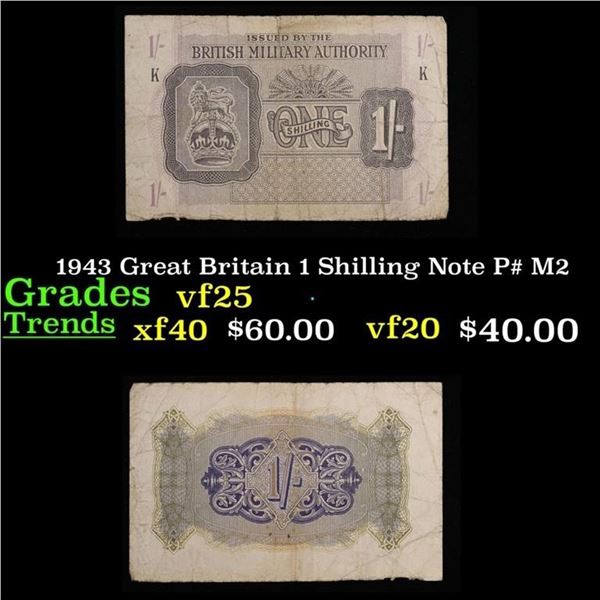 1943 Great Britain 1 Shilling Note P# M2 Grades vf+