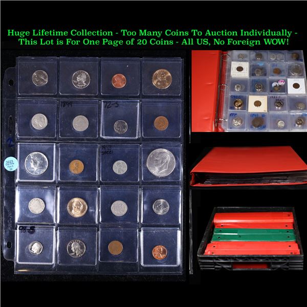 Huge Liifetime Collection - Too Many Coins To Auction Individually - This Lot is For One Page of 20 