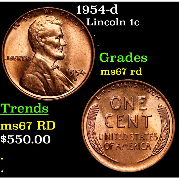 1954-d Lincoln Cent 1c Grades GEM++ Unc RD