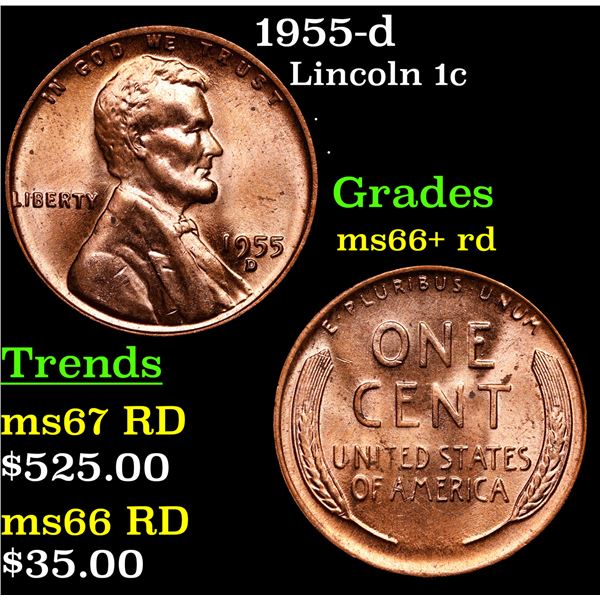 1955-d Lincoln Cent 1c Grades GEM++ RD