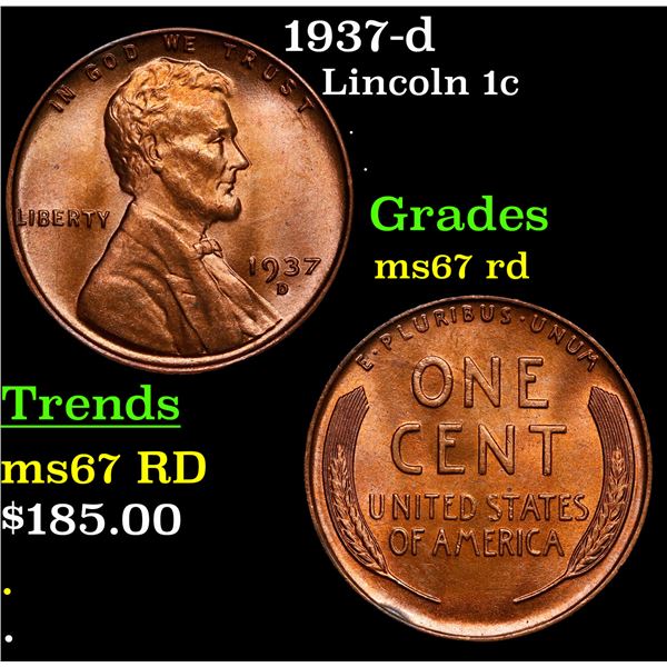 1937-d Lincoln Cent 1c Grades GEM++ Unc RD