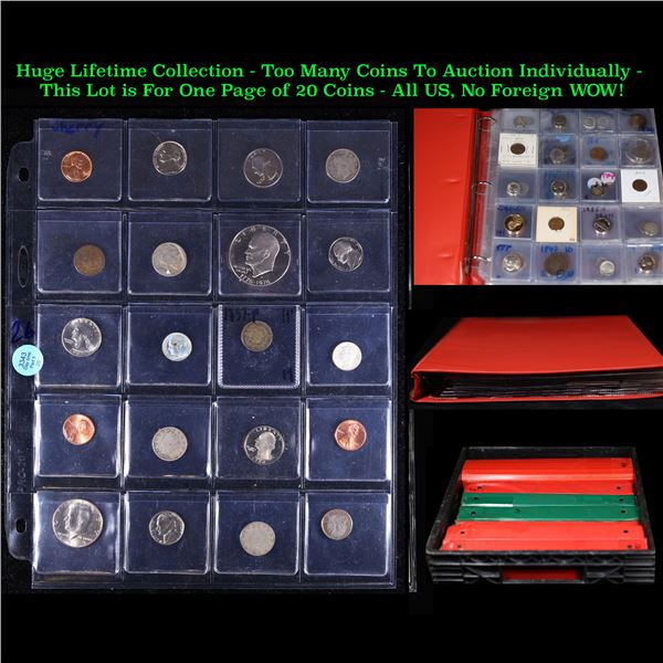 Huge Liifetime Collection - Too Many Coins To Auction Individually - This Lot is For One Page of 20 