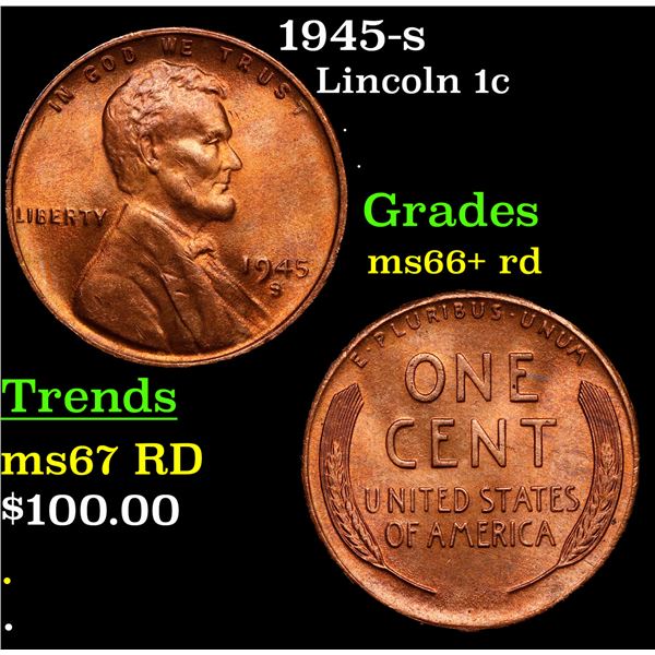 1945-s Lincoln Cent 1c Grades GEM++ RD