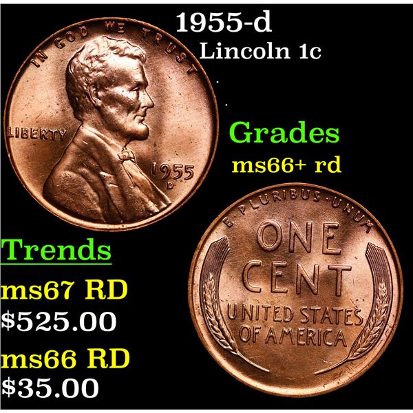 1955-d Lincoln Cent 1c Grades GEM++ RD