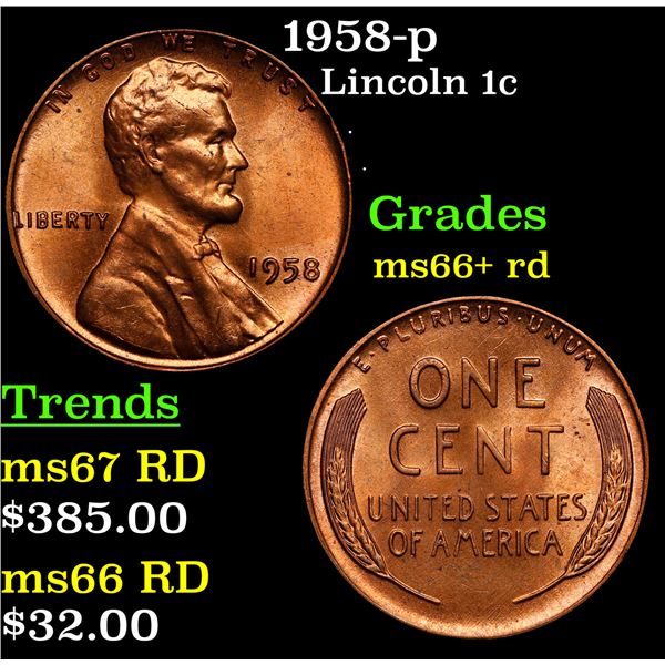 1958-p Lincoln Cent 1c Grades GEM++ RD