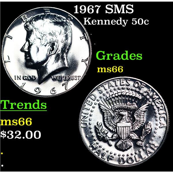 1967 SMS Kennedy Half Dollar 50c Grades GEM+ Unc