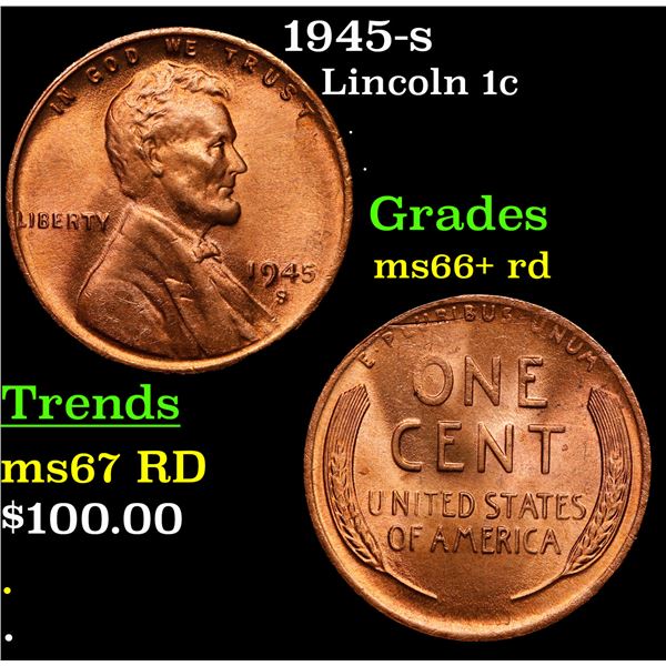 1945-s Lincoln Cent 1c Grades GEM++ RD