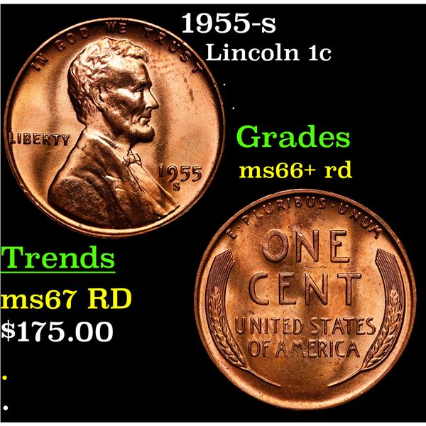 1955-s Lincoln Cent 1c Grades GEM++ RD