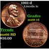 Image 1 : 1961-d Lincoln Cent 1c Grades GEM+ Unc RD