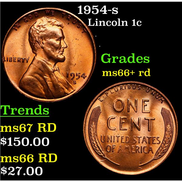 1954-s Lincoln Cent 1c Grades GEM++ RD