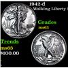 Image 1 : 1942-d Walking Liberty Half Dollar 50c Grades Select Unc