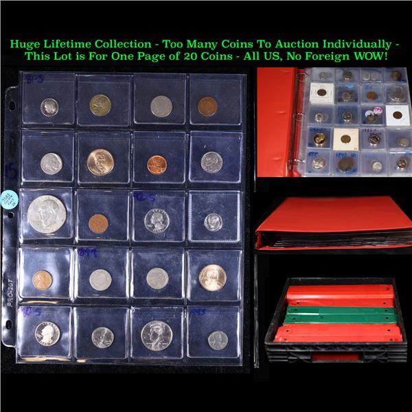 Huge Liifetime Collection - Too Many Coins To Auction Individually - This Lot is For One Page of 20 