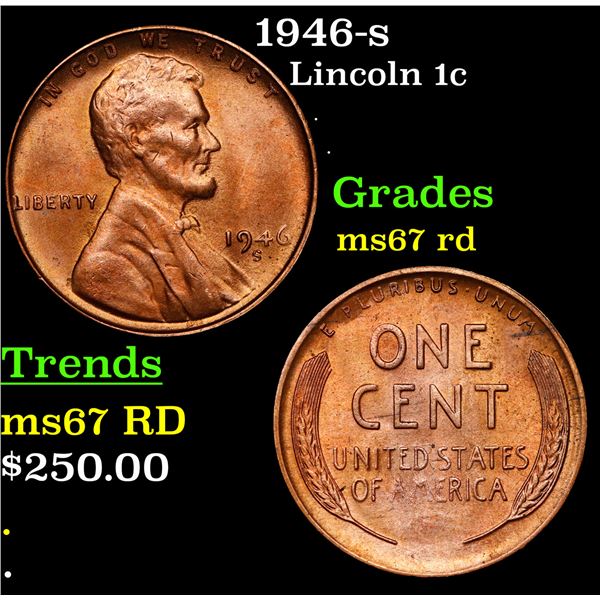 1946-s Lincoln Cent 1c Grades GEM++ Unc RD