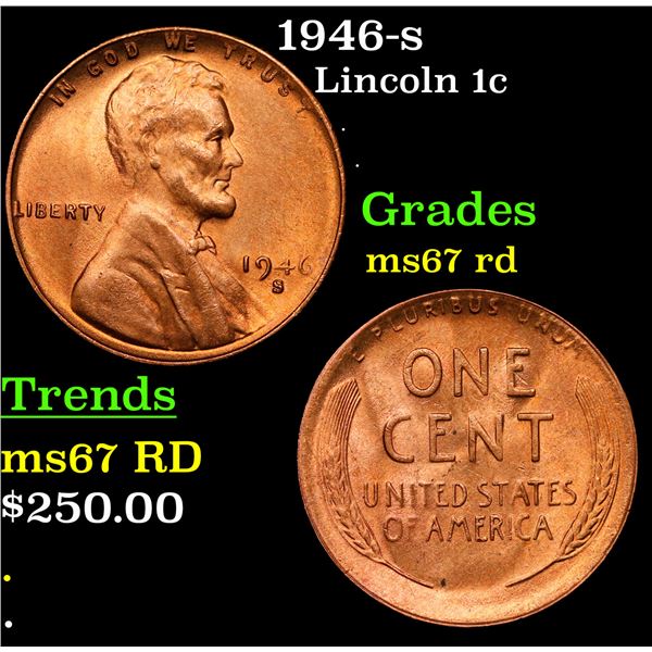 1946-s Lincoln Cent 1c Grades GEM++ Unc RD