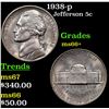 Image 1 : 1938-p Jefferson Nickel 5c Grades GEM++ Unc