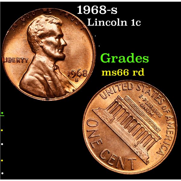 1968-s Lincoln Cent 1c Grades GEM+ Unc RD