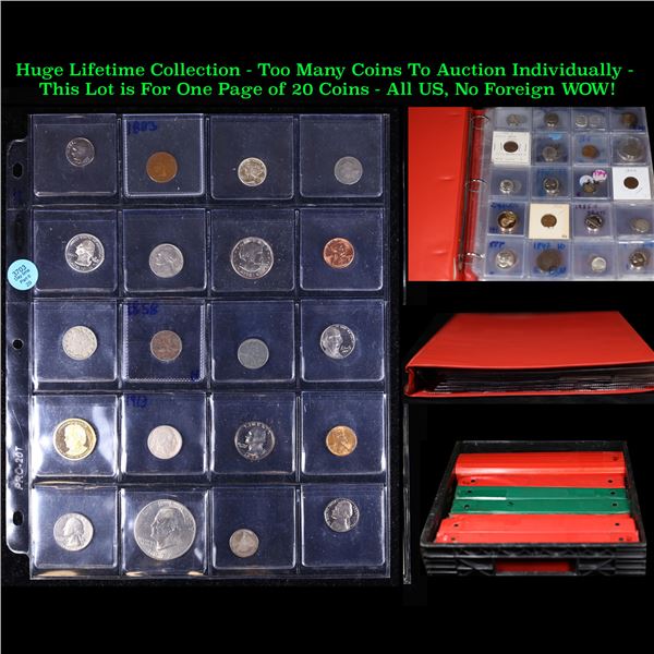 Huge Liifetime Collection - Too Many Coins To Auction Individually - This Lot is For One Page of 20 