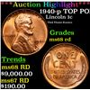 Image 1 : **Auction Highlight*** 1940-p Lincoln Cent TOP POP! 1c Graded GEM+++ Unc RD By USCG (fc)