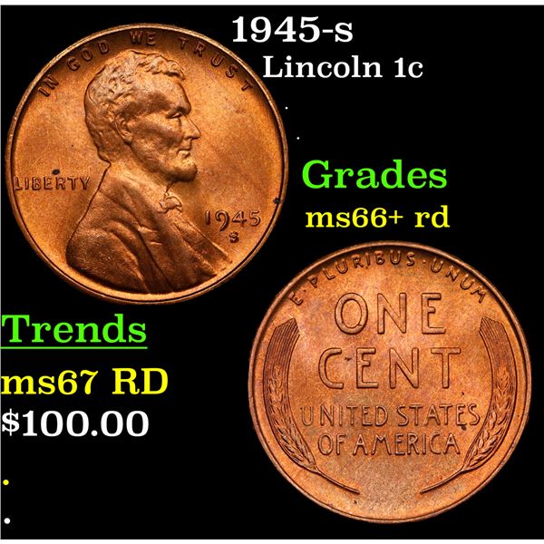 1945-s Lincoln Cent 1c Grades GEM++ RD