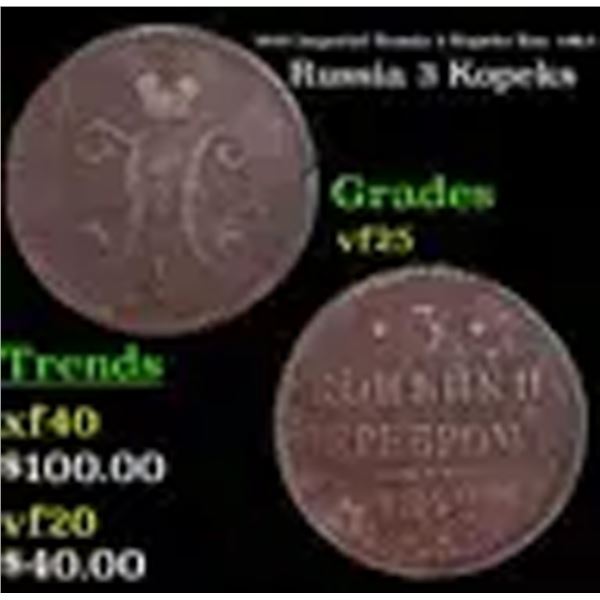 1842 Imperial Russia 3 Kopeks Km: 146.1 Grades vf+