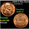Image 1 : 1960-d Sm Date Lincoln Cent 1c Grades GEM+ Unc RD