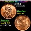 Image 1 : **Auction Highlight*** 1949-d Lincoln Cent 1c Graded GEM++ Unc RD By USCG (fc)